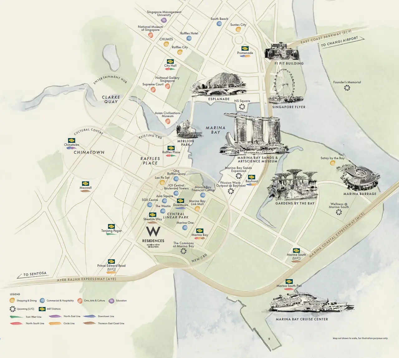 W Residences Marina View Location Map